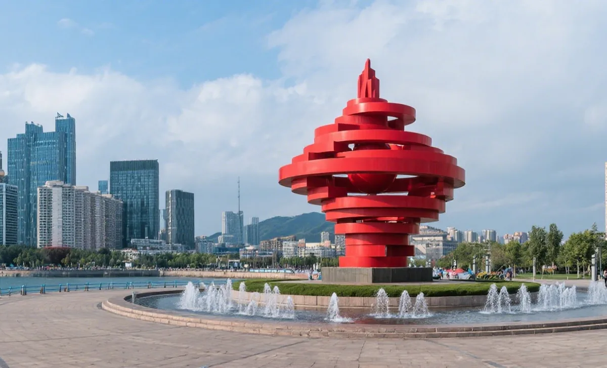 Qingdao skyline and bay